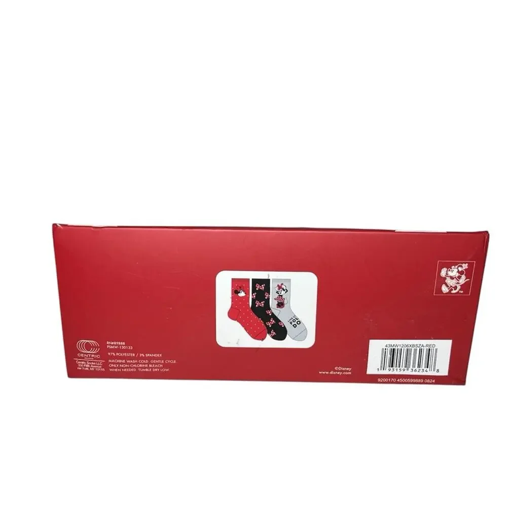 Disney Minnie Mouse Polka Dot 3 Crew Socks Gift Set